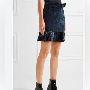 Philip Lim Velvet And Metallic Chiffon Mini Skirt Navy